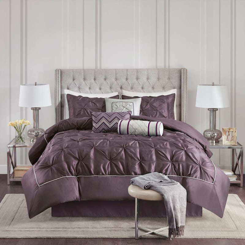 Madison Park Lafayette 7-piece Comforter Set - Plum - Queen
