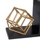 preview thumbnail 4 of 5, Stainless Steel Metal Geometric Overlapping Cube Bookends with Black Bases - Set of 2 Gold - Roche River Decor - 6"W x 8"L x 8"H