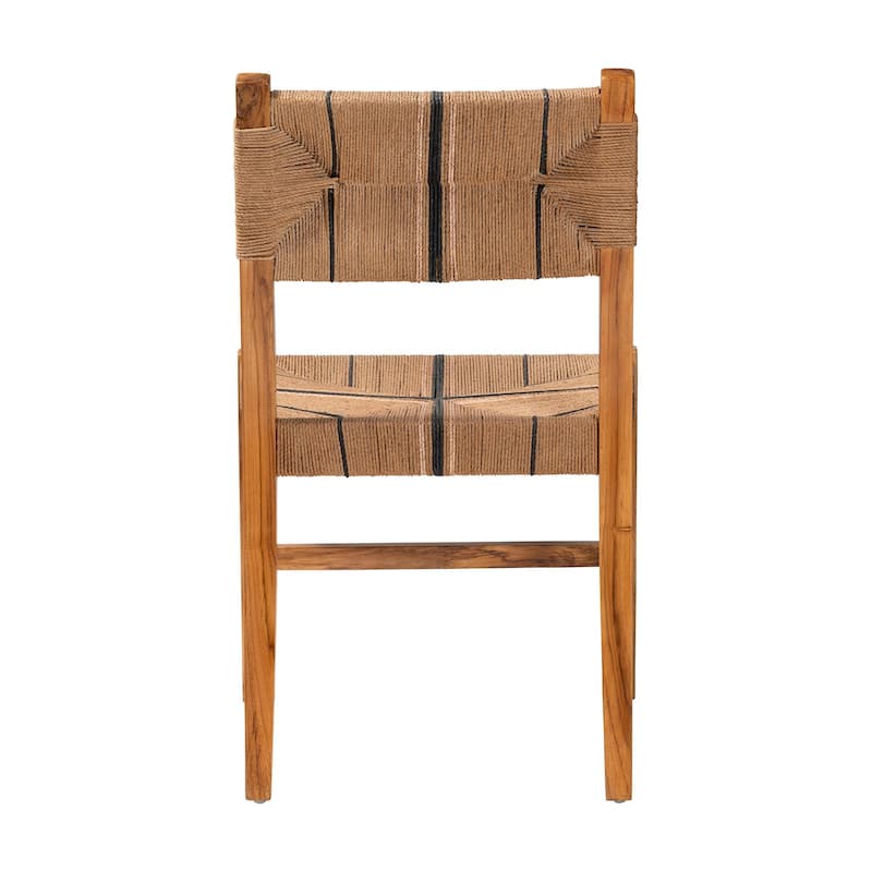Prita Bohemian Paper Loom and Black Mahogany Wood Dining Chair