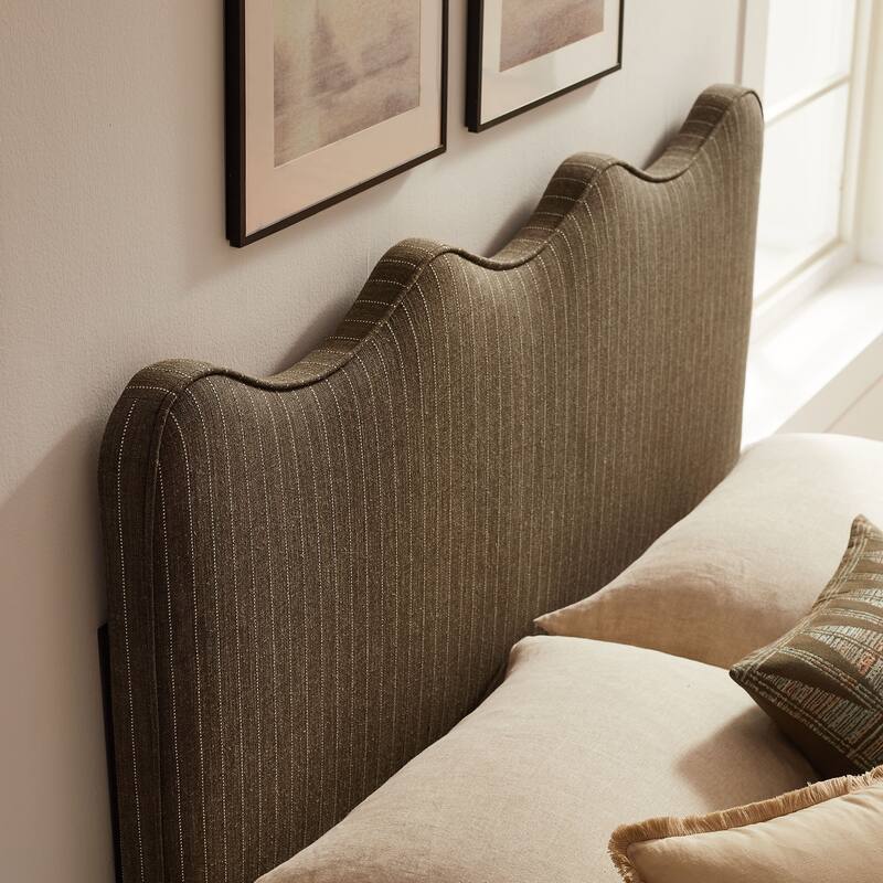 Athena Striped Fabric Upholstered Headboard - Earth Stripe - Queen