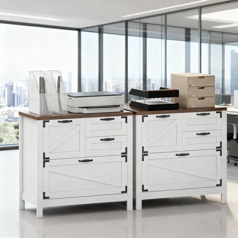Farmhouse File Cabinet with 4 Drawers Lateral Filing Cabinet