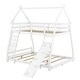preview thumbnail 10 of 10, Artsy Twin over Queen House Bunk Bed with Climbing Nets and Climbing Ramp, Maximized Space & Playful Design, White