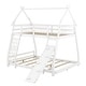 preview thumbnail 10 of 10, Twin over Queen House Bunk Bed with Climbing Nets and Climbing Ramp, White