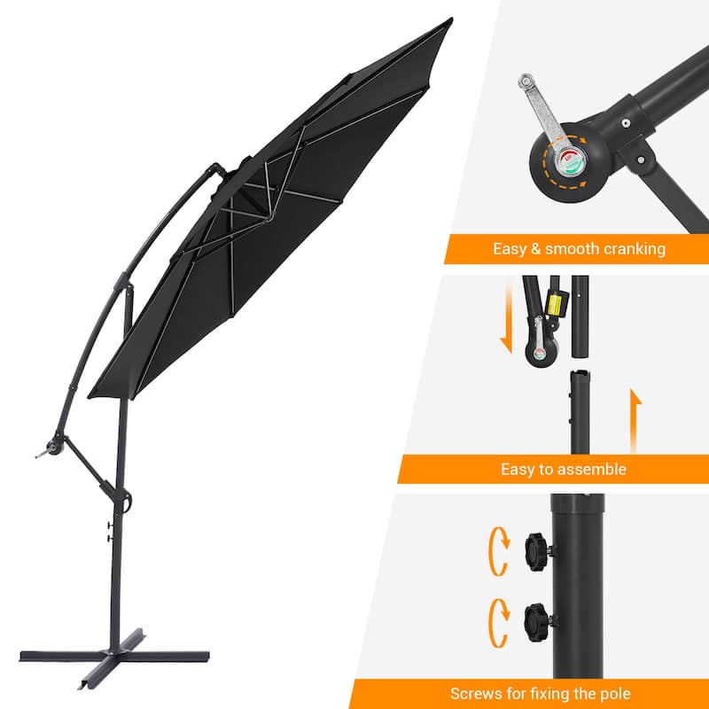 LIVOOSUN 10ft Patio Offset Umbrellas,Hanging Market Patio Umbrella