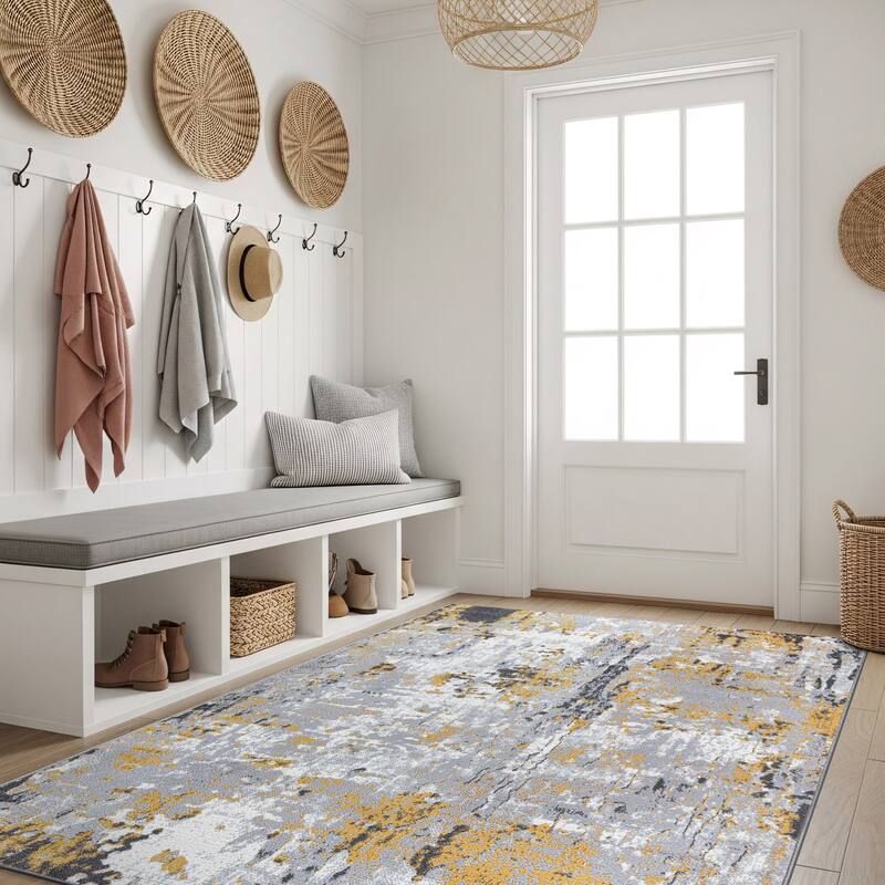 World Rug Gallery Distressed Modern Abstract Area Rug