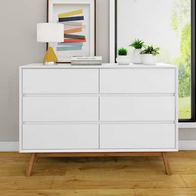 Max and Lily Mid-Century Modern 6-Drawer Dresser