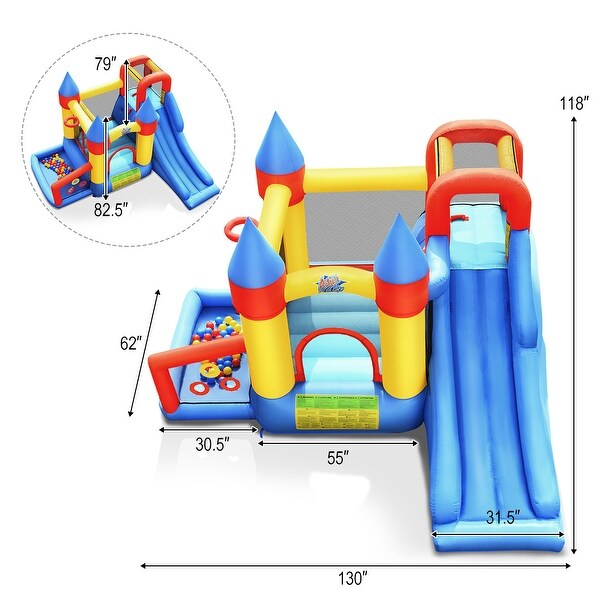 Inflatable House Castle Jumper Bouncer with Slide Blower For Kids w/Bag Jump 