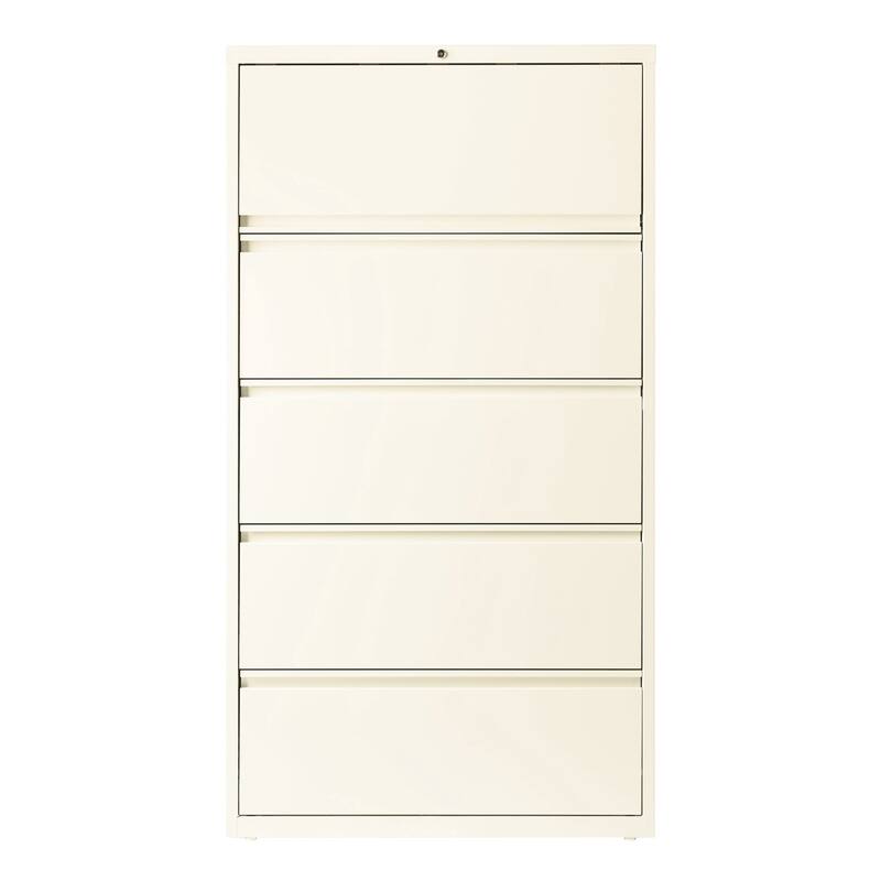 Hirsh 36-in Wide HL10000 Series 5 Drawer Lateral File Cabinet with Posting Shelf and Roll-Out Binder Storage, White