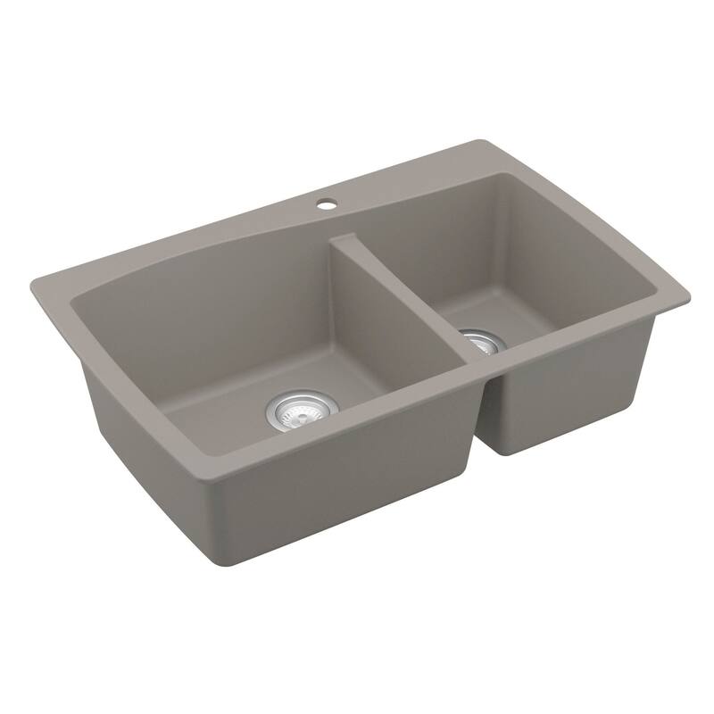 Karran Drop-In Quartz 60/40 Double Bowl Kitchen Sink