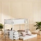 preview thumbnail 1 of 10, Classic Elegant Twin Over Twin Bunk Bed with Twin size Trundle, Storage and Desk White