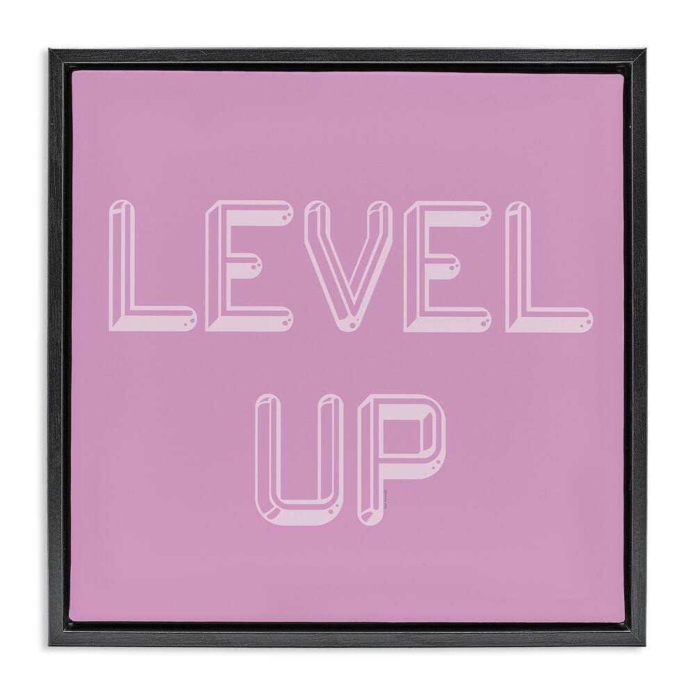 Stupell Level Up Purple & White Framed Floater Canvas Wall Art Design By Yass Naffas Designs