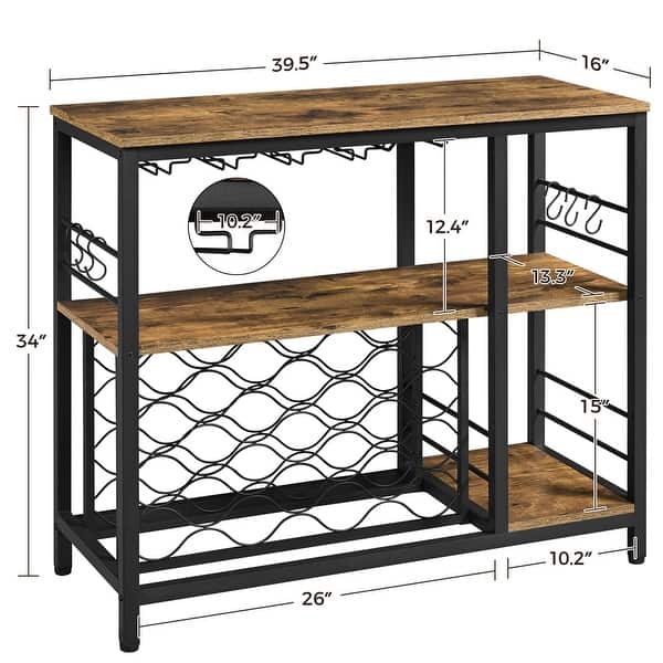 Yaheetech Industrial Wine Rack Table Buffet Table Coffee Bar Cabinet ...