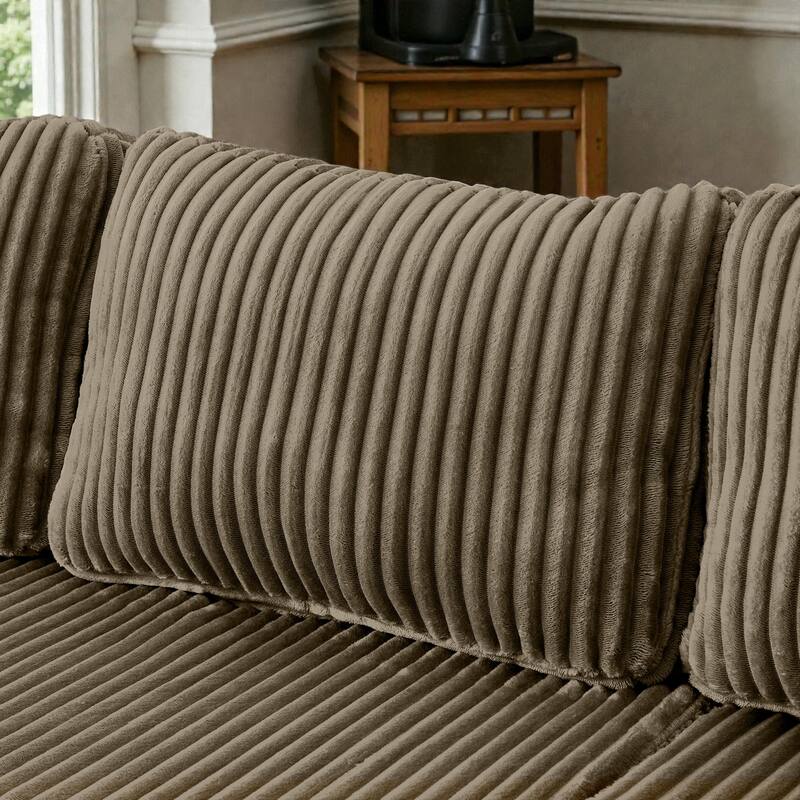U Shaped Modular Sectional Sofa, Modern Minimalist Corduroy Compressed Couch, Sleeper Sofa for Living Room