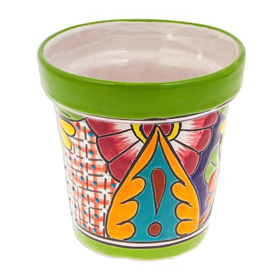 Novica Handmade Kiwi Elysium Ceramic Flower Pot