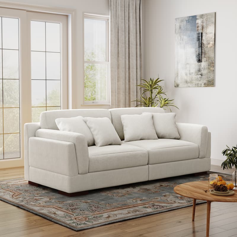90.2"W Corduroy Upholstered Living Room Sofa
