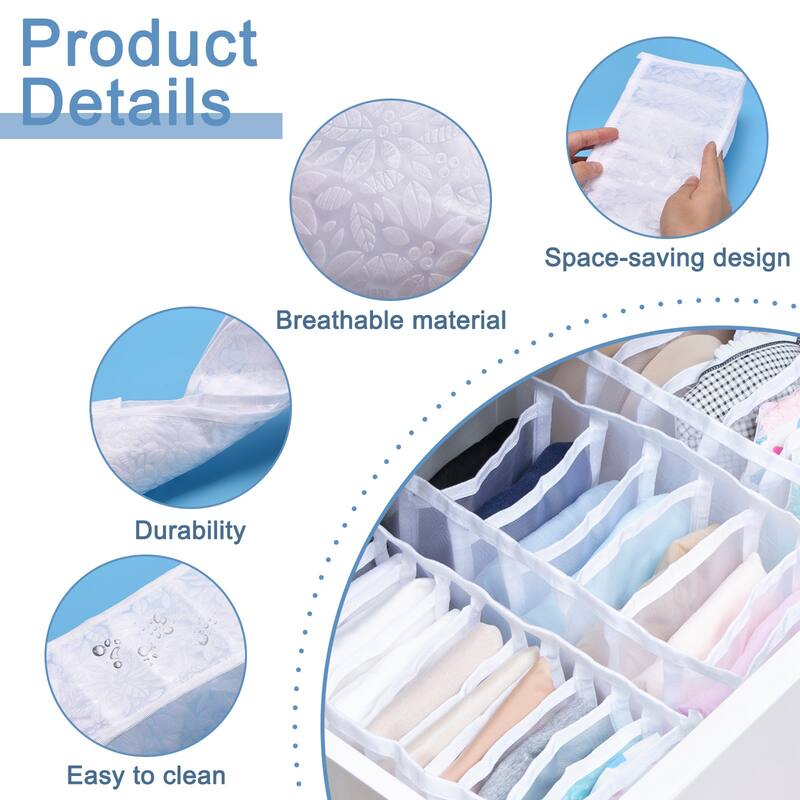 T-shirt Compartment Storage Box for Jeans, Scarves, Flower White - Flower White
