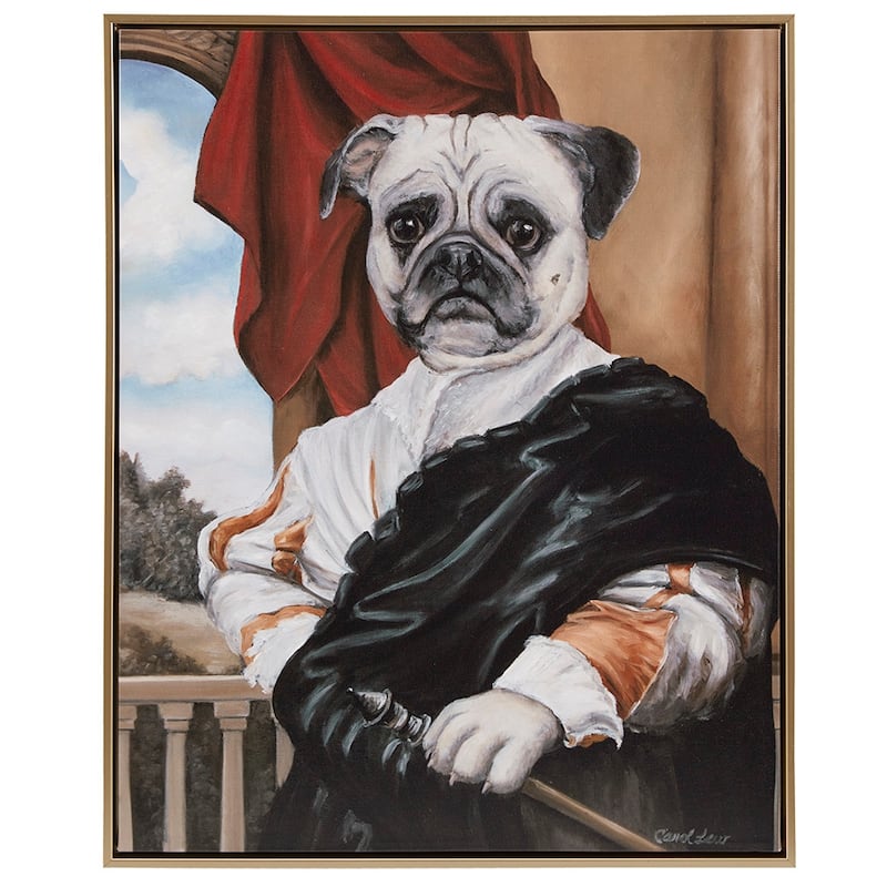 Captain's Guard Pug Framed Canvas Wall Art - Black