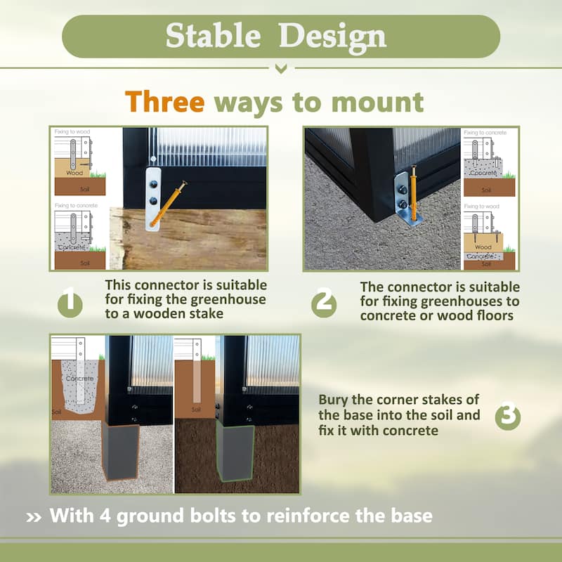 GDFStudio - Amelia Large Walk-In Outdoor Greenhouse with Secure Structure and Ventilation Design