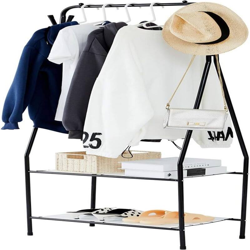 Garment Rack with Shelves for Living Room - 23.2 x 13 x 62.2 - Black - 23.2 x 13 x 62.2