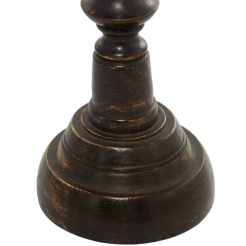 Black Mango Wood Farmhouse Candle Holder (Set of 3) - S/3 18", 15", 12"H
