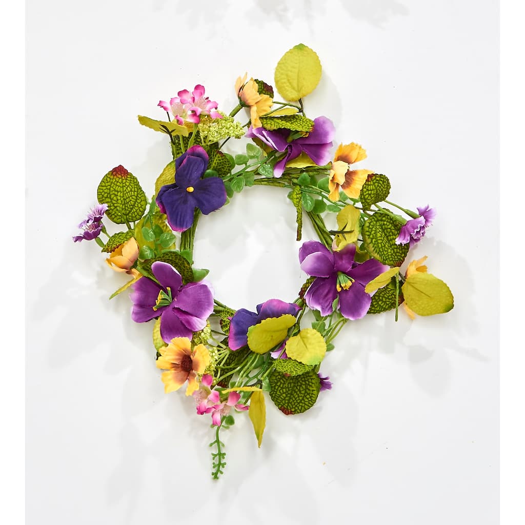 4.25" Purple Pansy Candle Ring, Set of 2 - 12