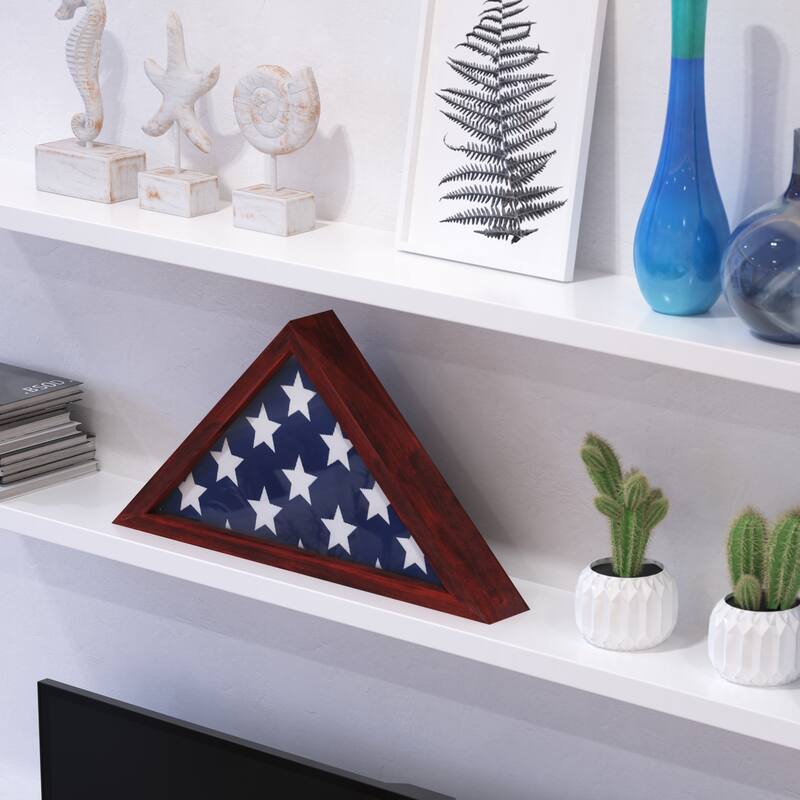 Solid Wood Display Case for 9.5 x 5 Veterans Flag