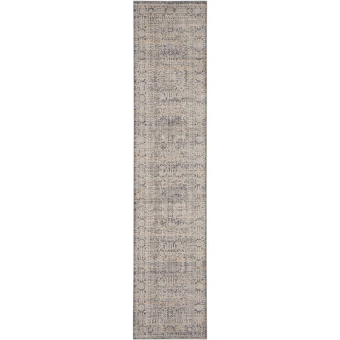 Nourison Nyle Indoor only Grey Geometric Area Rug - 2' 3" x 10' - Blue/Slate/Ivory - Runner