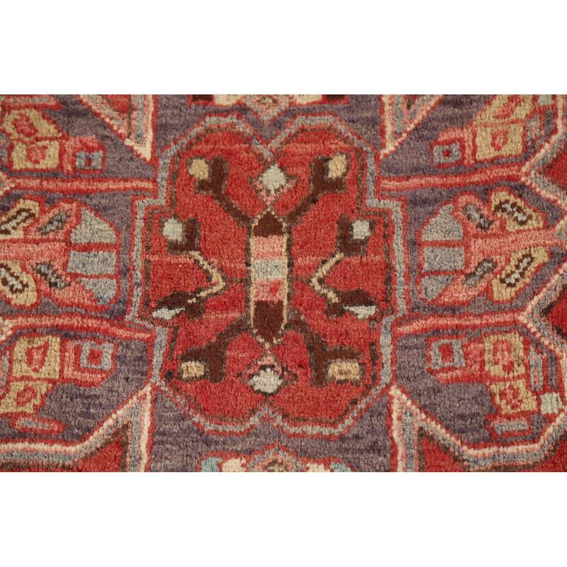 Vegetable Dye Red Heriz Persian Vintage Runner Rug Handmade Carpet - 3'1"x 9'8"