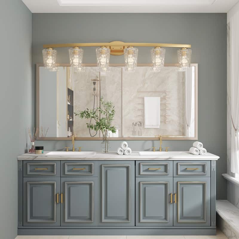 Mid-century Modern 6-light LED Dimmable Bathroom Vanity Light with Art Glass - 51 inches