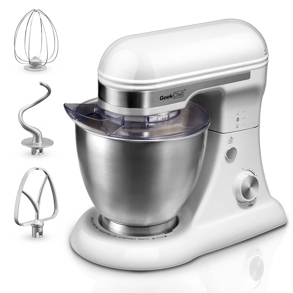 Anmytek 4.8QT 12-Speed Tilt-Head Electric Stand Mixer - Rotary Knob, Dough Hook/Whisk/Beater/Bowl