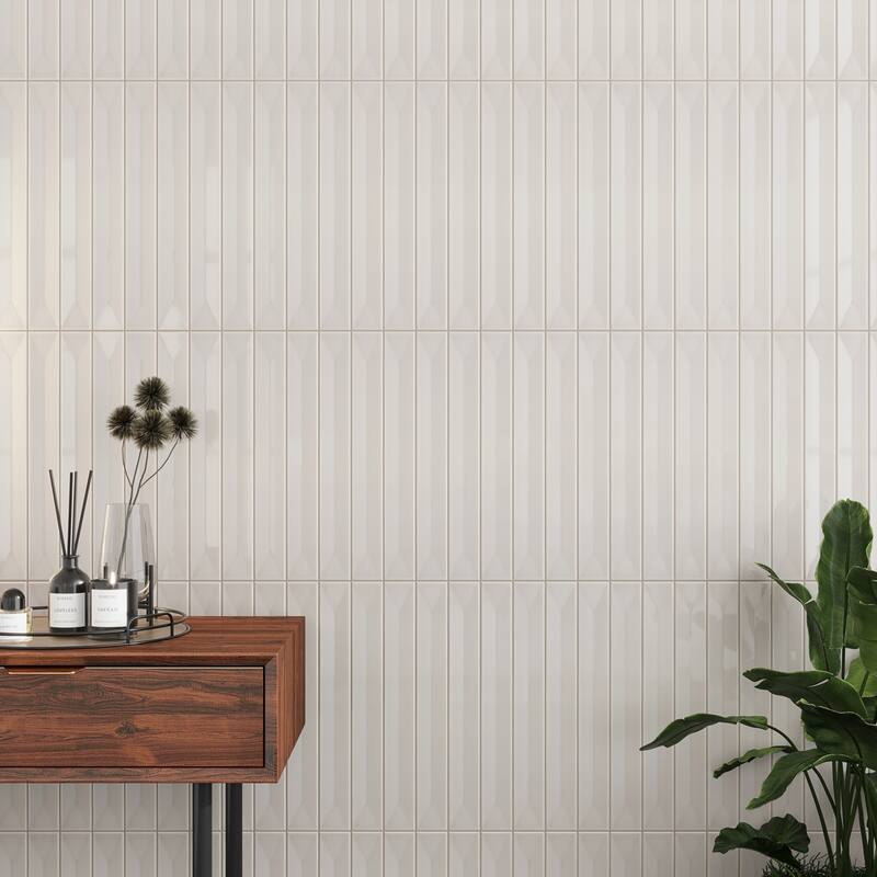 Apollo tile 2" x 16" Horizonte Glossy Soft Dove Gray Ceramic Tile (10.76 sq ft/case) - 50 Pack
