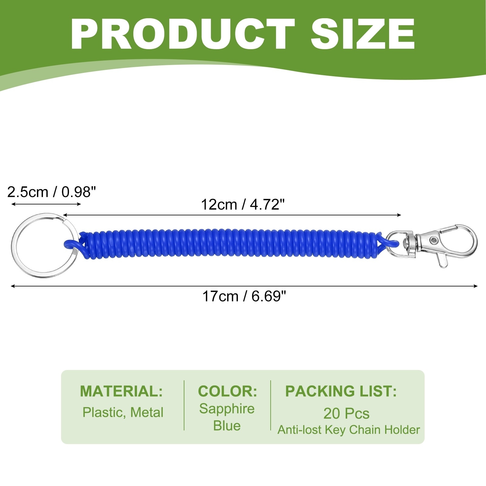 Retractable Coil Springs Keychain, Spiral Cord Coil Keychain, Anti-lost Key Chain Holder with Lobster Clasp