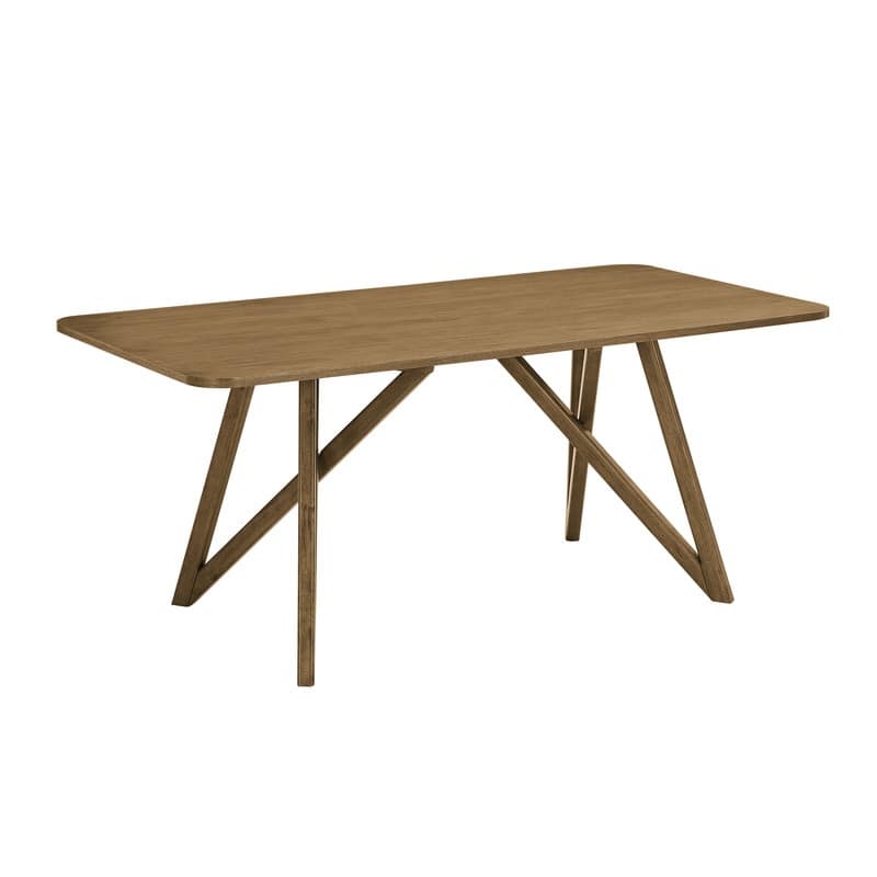 Darla 5Pc 70"W Rectangular Walnut Oak Geometric Cross Base Dining Set
