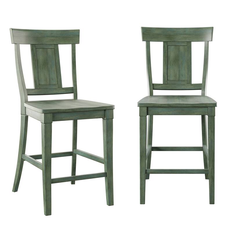 Ronda Panel Back Wood Counter Height Chairs (Set of 2) - Antique Sage Green