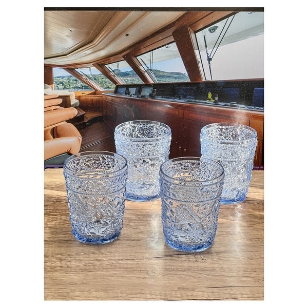 PG 20oz Plastic Drinking Glasses Set Of 4 - Clear Acrylic Tumblers, Shatterproof & Dishwasher Safe