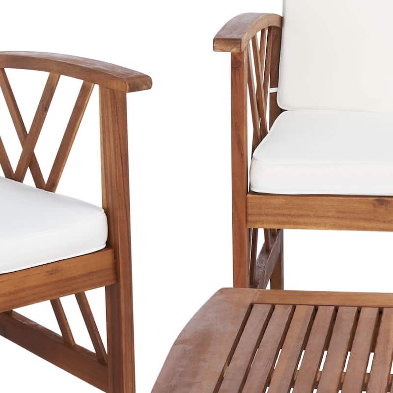 SAFAVIEH Outdoor Fontana 4-piece Acacia Wood Patio Conversation Set