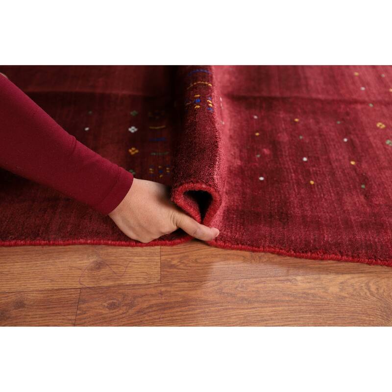 Tribal Gabbeh Oriental Area Rug Handmade Tribal Red Silk Carpet - 5'4" x 8'0"