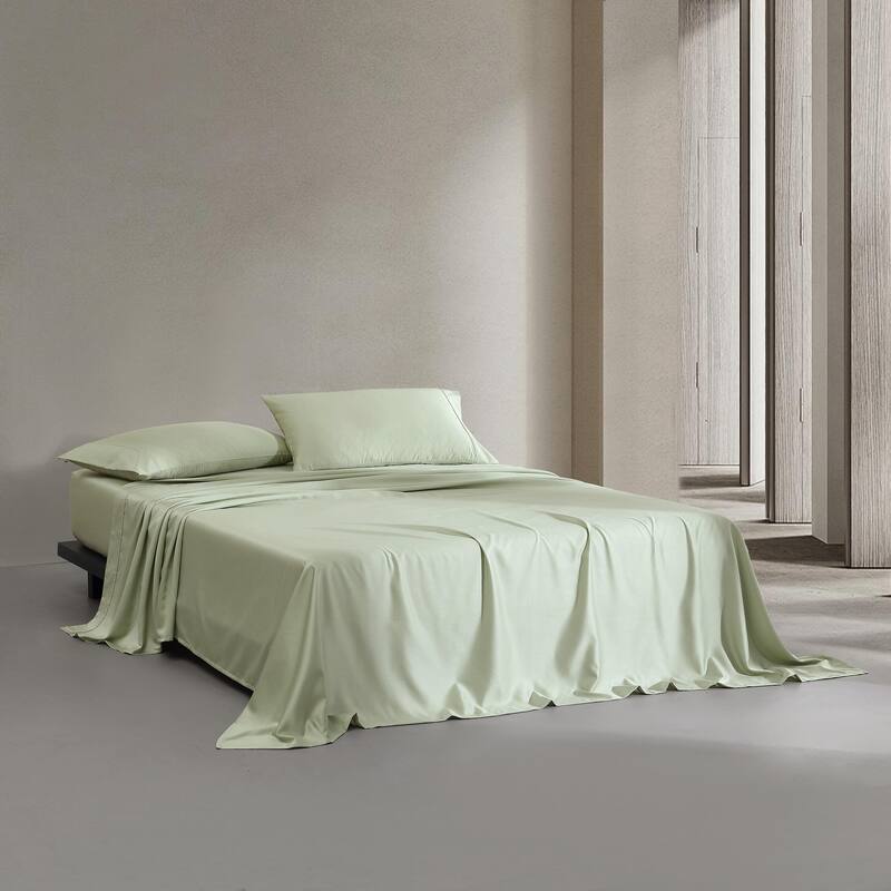 Calvin Klein Rekoop Solid Wellness Sheet Set - Green - Queen