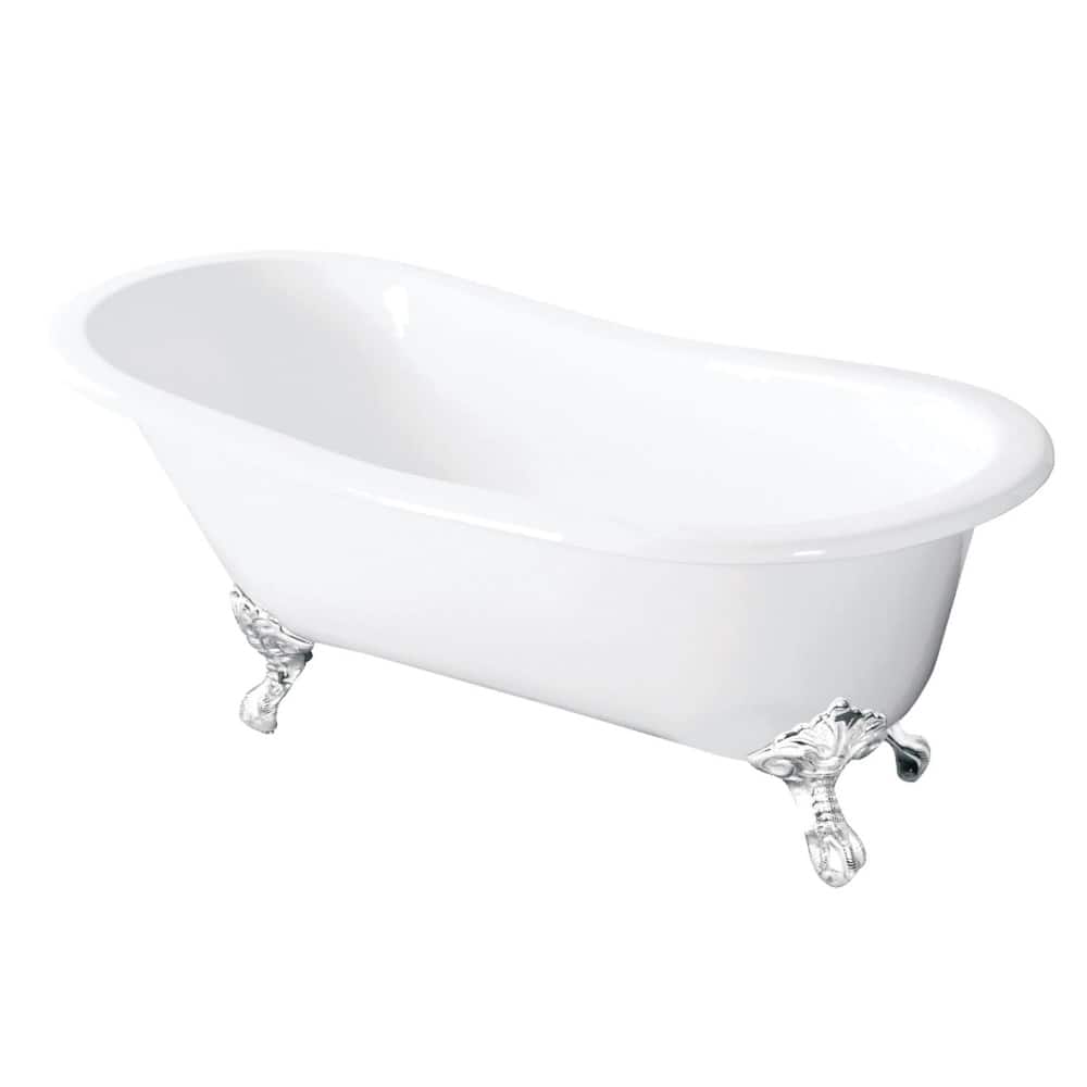 Kingston Brass Tazatina 54" Clawfoot Cast Iron Soaking Tub with