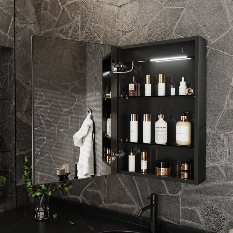 ExBrite 20" x 30" LED Lighted Bathroom Medicine Cabinet with Mirror,Recessed or Surface Mount,Defog