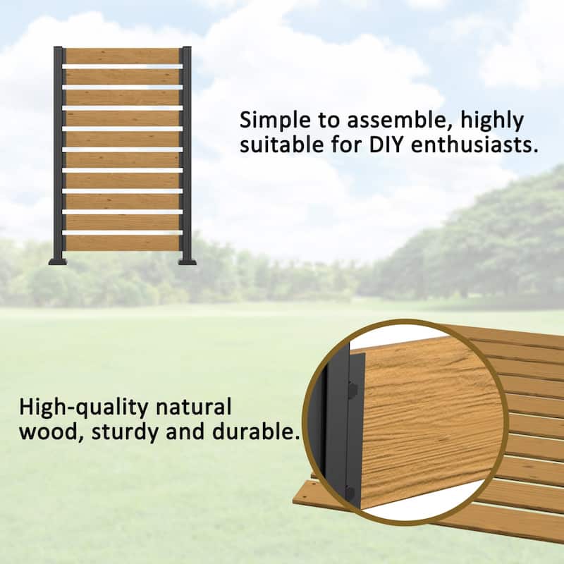 VEIKOUS 1 Pannel Versatile Outdoor Privacy Panels, Aluminum and Wooden Fence Panels for Garden
