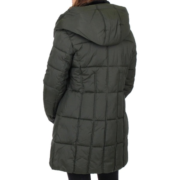 asymmetrical puffer coat with hood