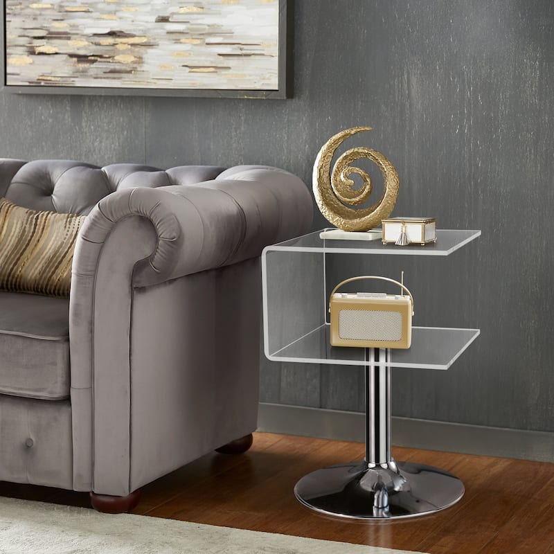 Modern Acrylic Clear Side Table C-shaped End Table - 23.6"H x 15.8"W x 15.8"L