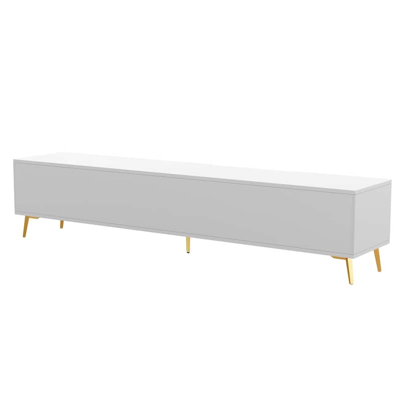 Rectangle TV Stand, Modern Media Storage Console with 2 Drawers, 2 Cabinet, Entertainment Center for Living Room, TVs up to 77"