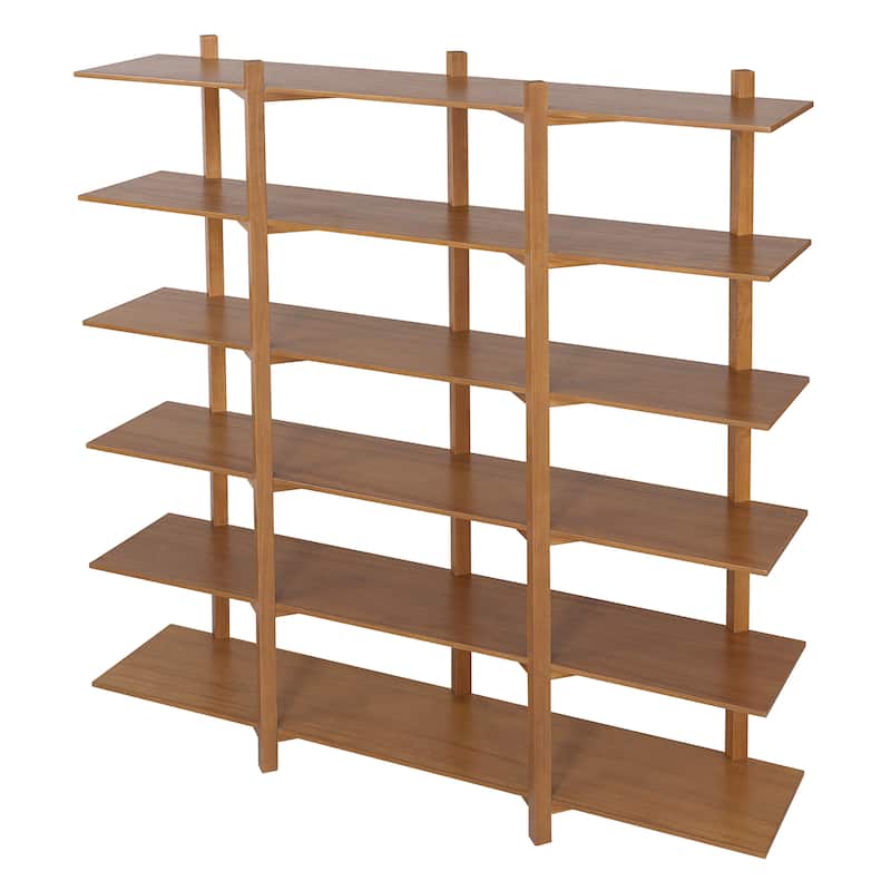 Christopher Knight Home - Farmhouse Pine Wood 6-Tier Open Shelf Bookcase with Acacia Veneer