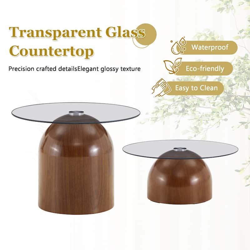 Nesting Coffee Table Set of 3,Glass Desktop for Living Room,Space Saving Circle Center Table for Saving Space,for Living Room