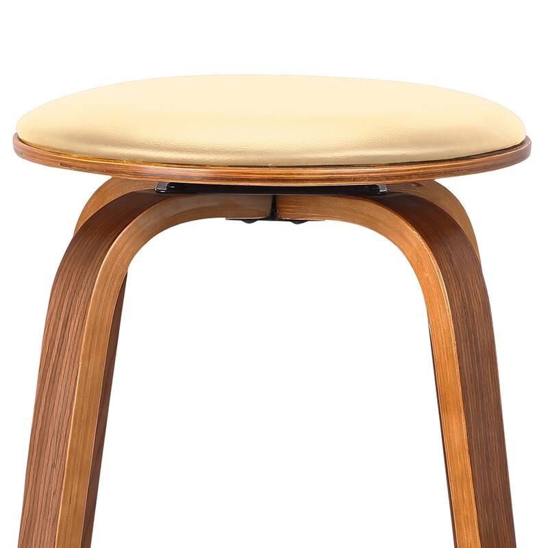 Fabric Backless Counter Height Swivel Bar Stool with Walnut Iron Frame