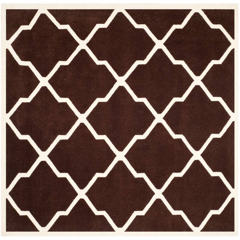 SAFAVIEH Handmade Chatham Rinske Modern Moroccan Wool Rug - 7' Square - Dark Brown/Ivory