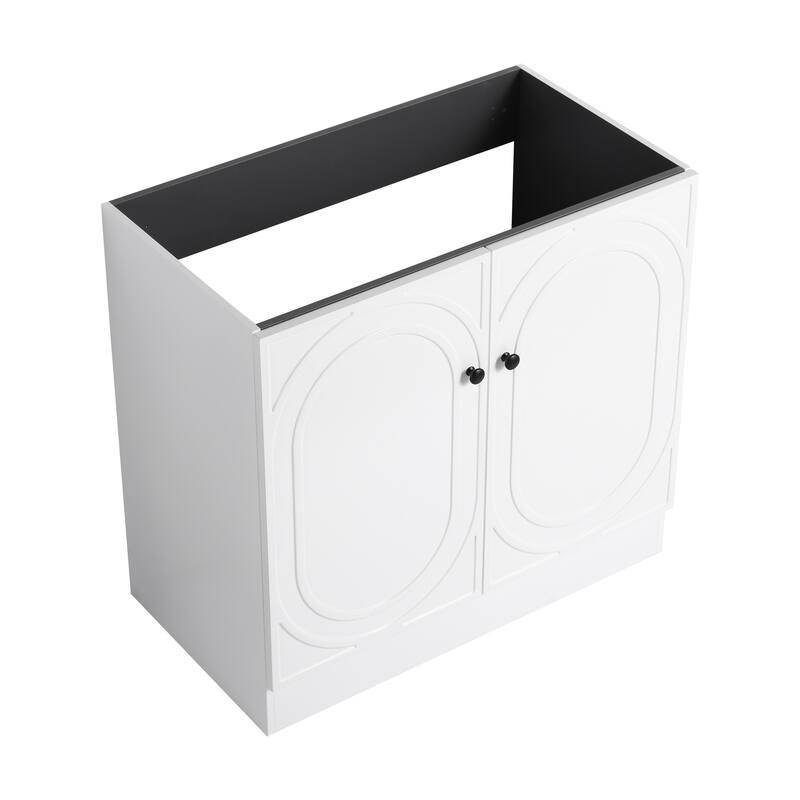 Modern 36 Inch Freestanding Bathroom Vanity Base without Sink, Storage Cabinet with Soft-Close Doors and Adjustable Shelves - White