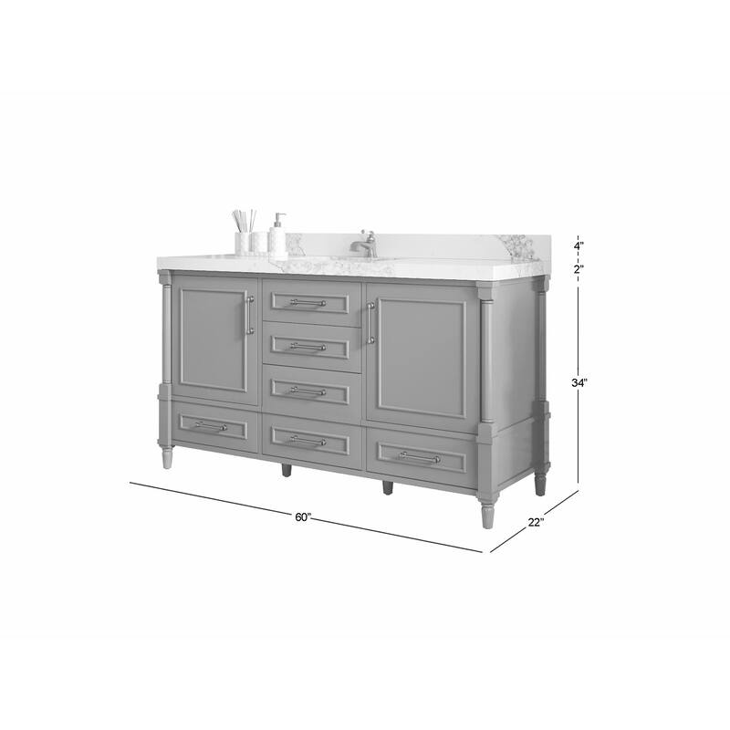 Willow Collections 60 in. W x 22 in. D Aberdeen Single Bowl Sink Bathroom Vanity with Countertop